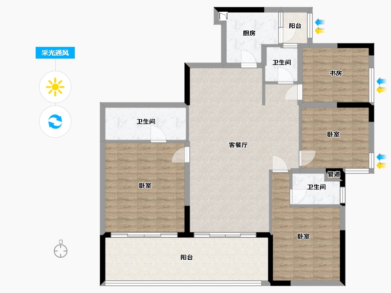 四川省-成都市-富国上邦-130.11-户型库-采光通风