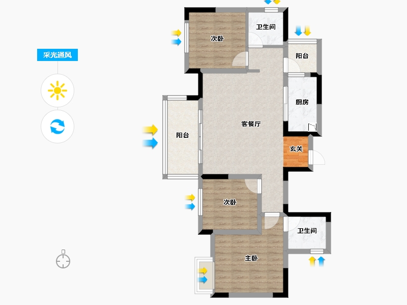 四川省-成都市-中交牧山美庐-84.11-户型库-采光通风