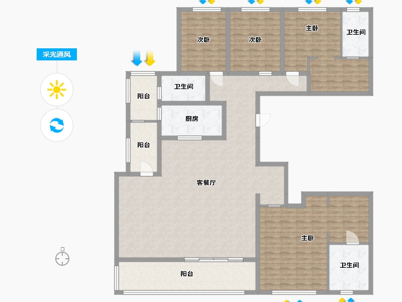 四川省-成都市-保利和光屿湖-186.94-户型库-采光通风