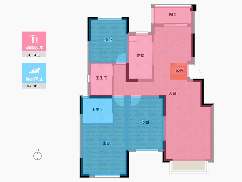 四川省-成都市-中交牧山美庐-91.76-户型库-动静分区