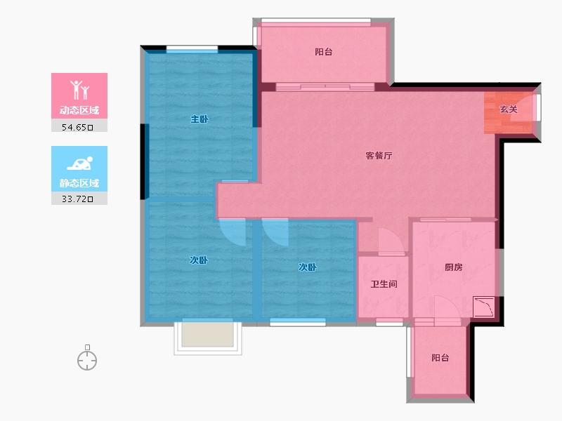 四川省-成都市-恒大金碧天下-79.21-户型库-动静分区