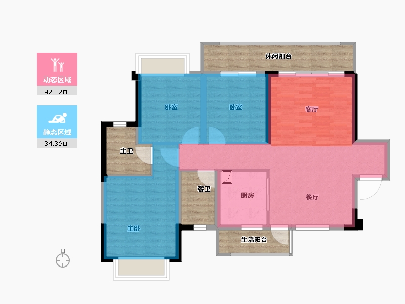 四川省-成都市-圣桦观溪樾-90.05-户型库-动静分区