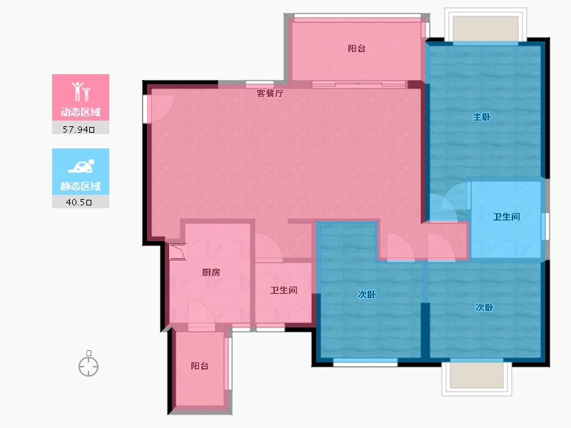 四川省-成都市-恒大金碧天下-88.02-户型库-动静分区