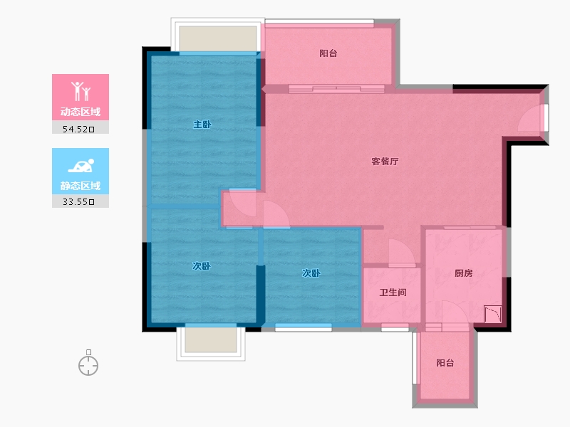 四川省-成都市-恒大金碧天下-79.19-户型库-动静分区