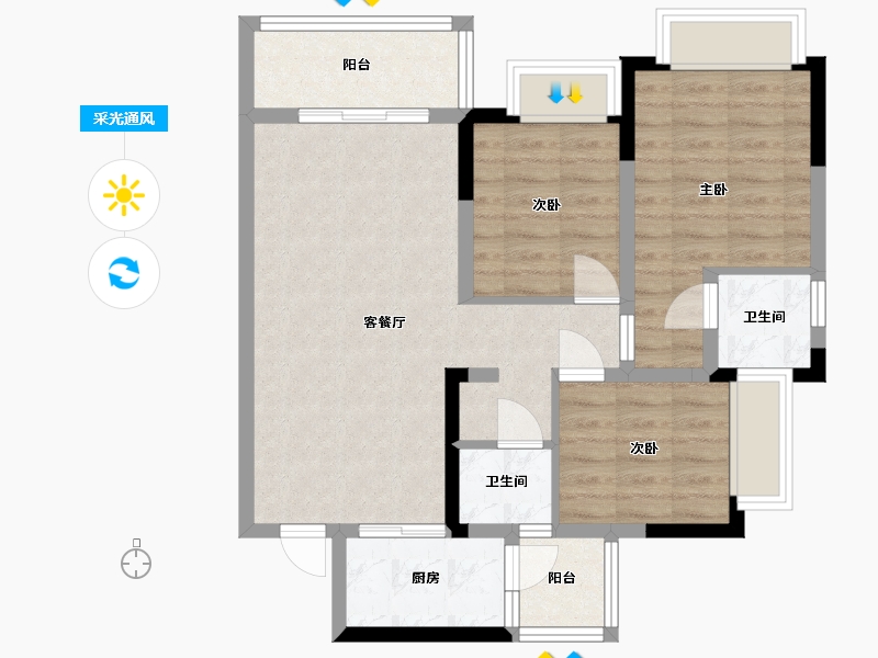 四川省-成都市-御景峰阁-74.97-户型库-采光通风