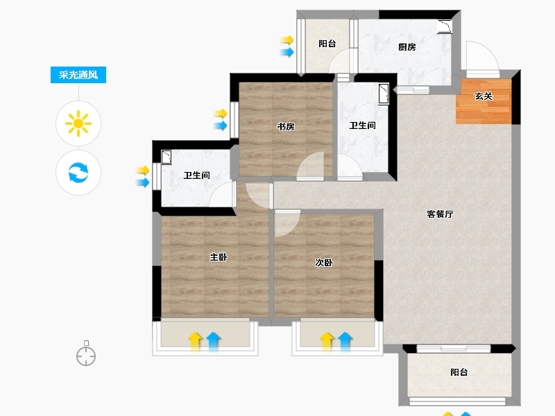 四川省-成都市-城投锦溪城-72.32-户型库-采光通风