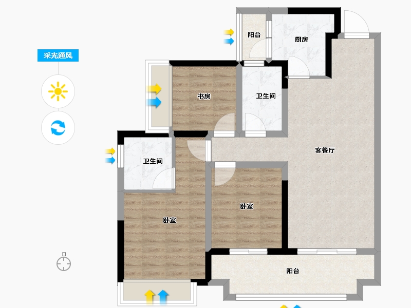 贵州省-贵阳市-新城吾悦广场-88.00-户型库-采光通风