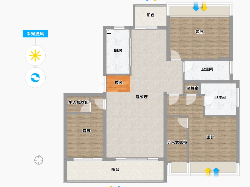 四川省-成都市-绿城金沙凤起朝鸣-124.60-户型库-采光通风