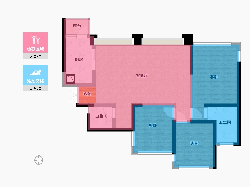 四川省-成都市-御景滨江-84.68-户型库-动静分区