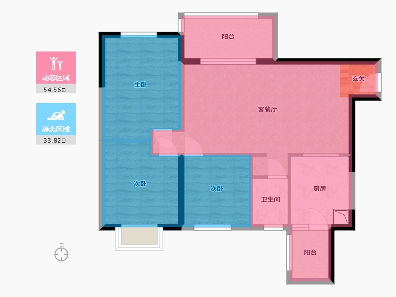 四川省-成都市-恒大金碧天下-79.04-户型库-动静分区