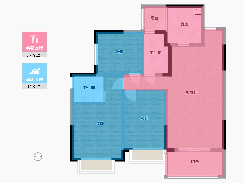 四川省-成都市-恒大金碧天下-90.20-户型库-动静分区