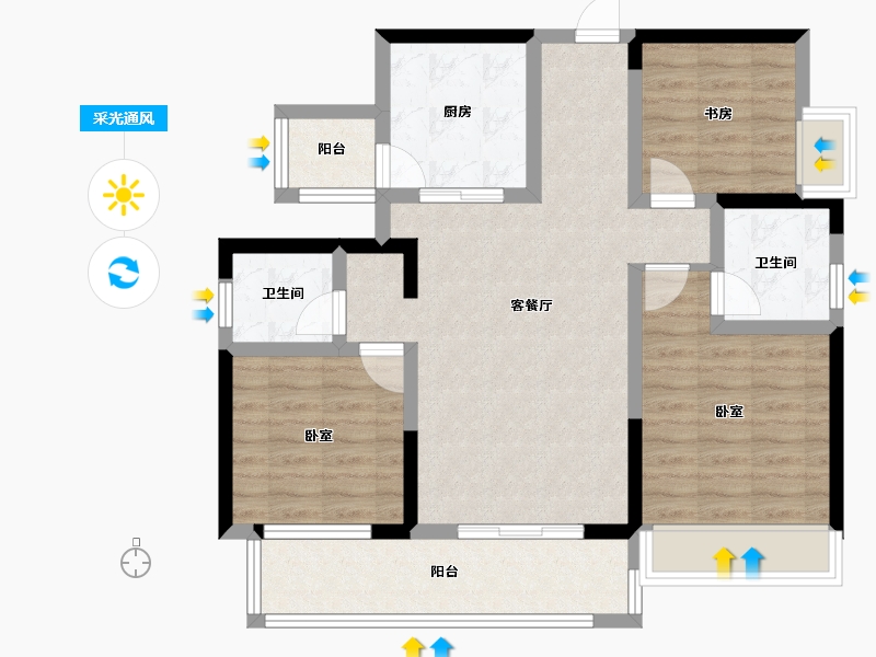 四川省-成都市-爱普雍锦府-85.41-户型库-采光通风