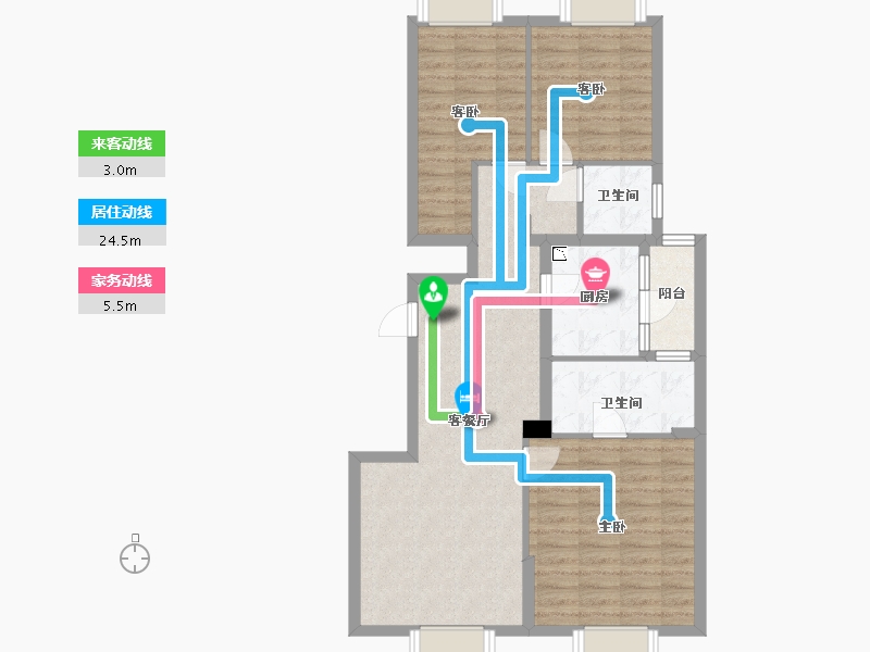 四川省-成都市-九龙仓时代小镇1号府邸-83.96-户型库-动静线