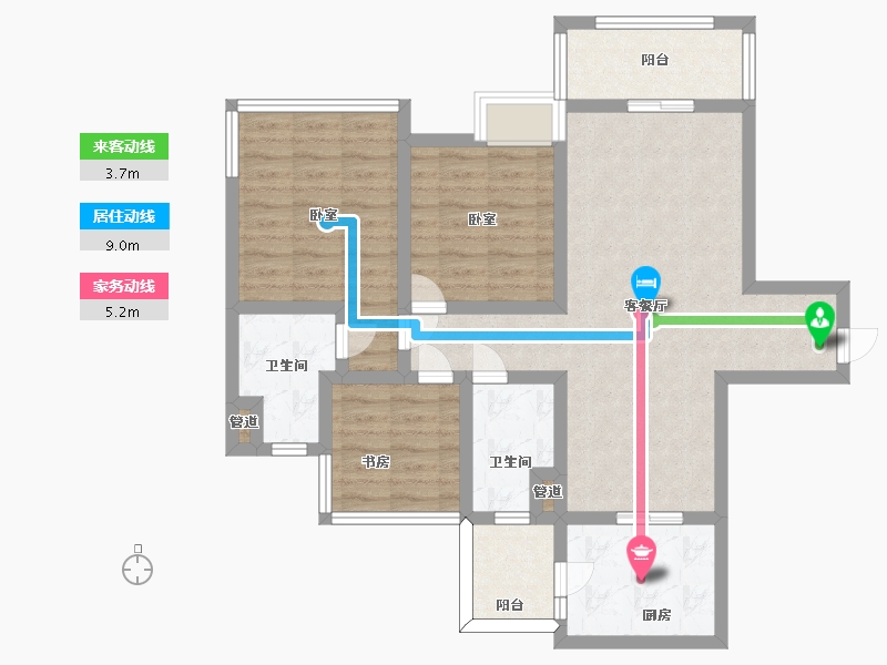 四川省-成都市-俊发滨河俊园-84.00-户型库-动静线