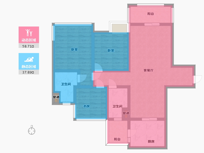 四川省-成都市-俊发滨河俊园-84.00-户型库-动静分区