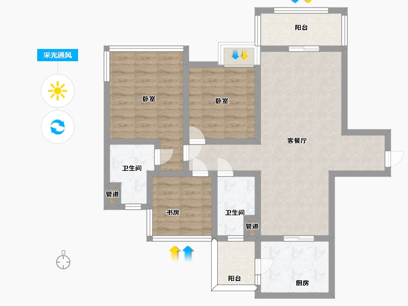 四川省-成都市-俊发滨河俊园-84.00-户型库-采光通风