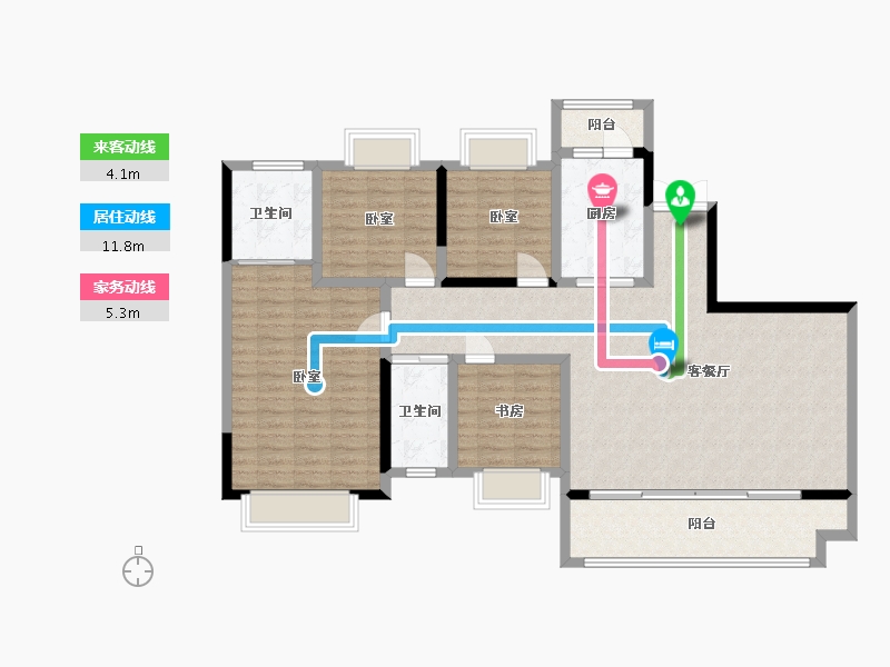 四川省-成都市-鹭湖宫17区全景舱-126.99-户型库-动静线