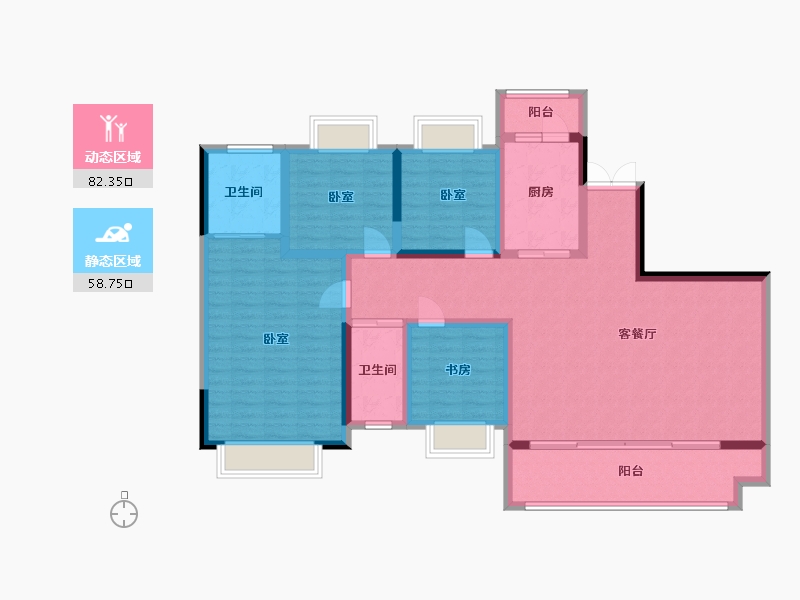 四川省-成都市-鹭湖宫17区全景舱-126.99-户型库-动静分区