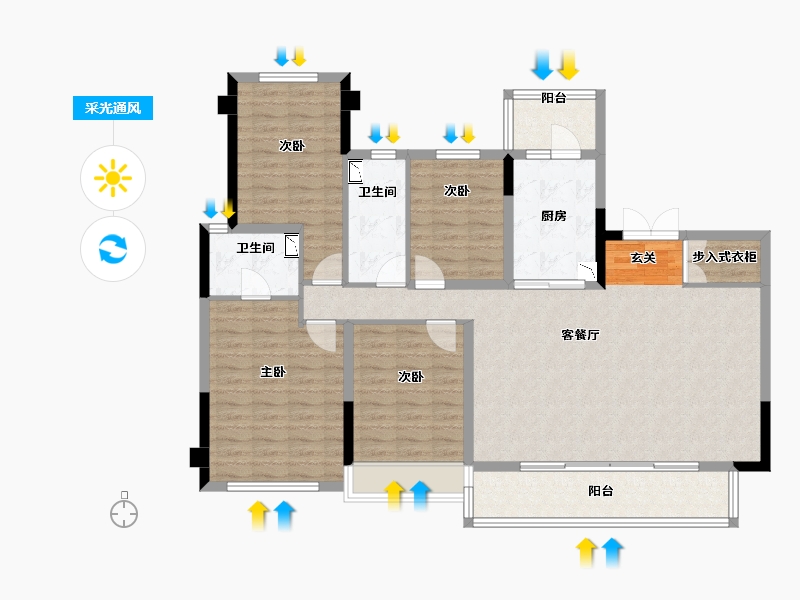 四川省-成都市-首开龙湖景粼玖序-120.37-户型库-采光通风