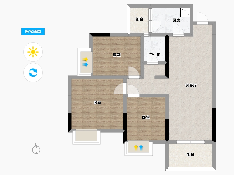 四川省-眉山市-家园佳居国际印象-75.34-户型库-采光通风