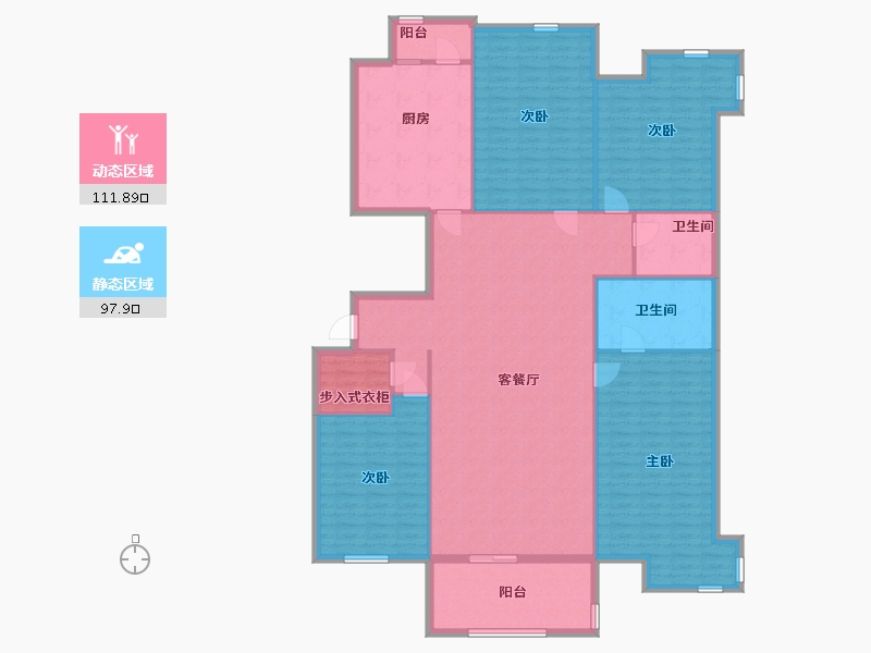 上海-上海市-金色贝拉维-194.70-户型库-动静分区