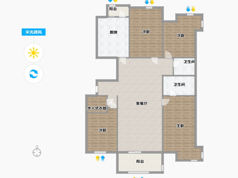 上海-上海市-金色贝拉维-194.70-户型库-采光通风