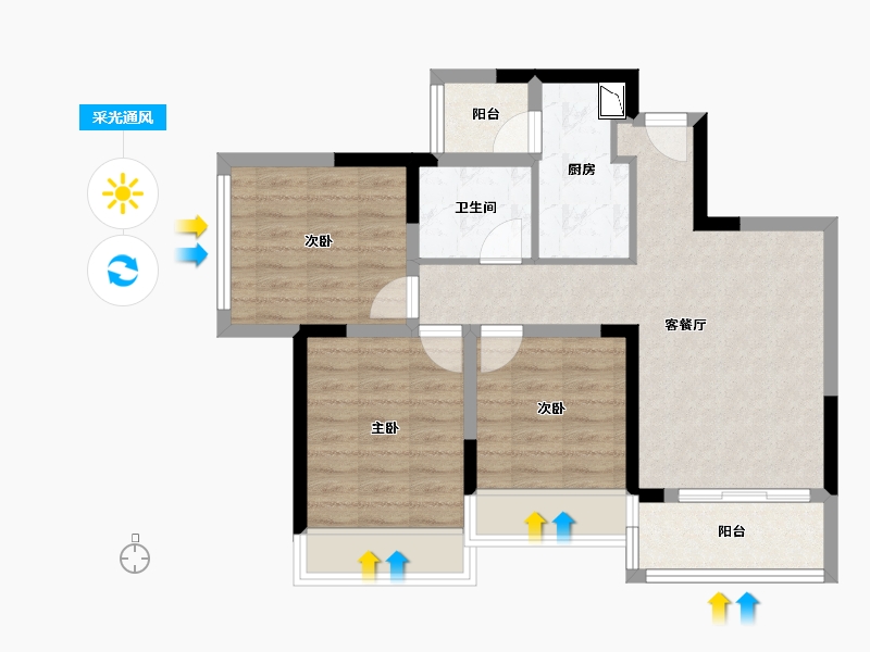 四川省-成都市-奥园玖俪湾-69.03-户型库-采光通风