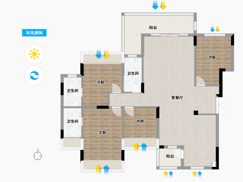 广西壮族自治区-桂林市-交投地产兴进漓江悦府-125.90-户型库-采光通风