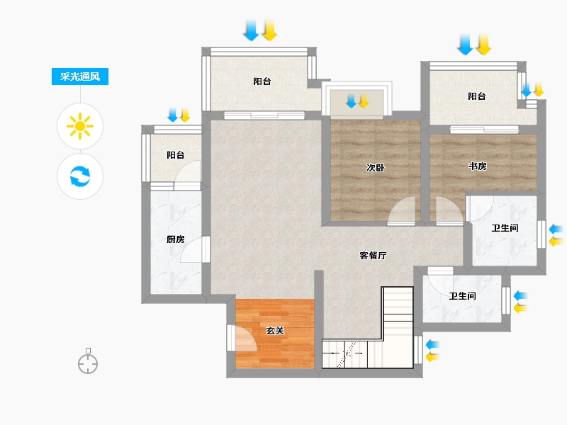 四川省-成都市-榕晟水岸丽府-69.50-户型库-采光通风