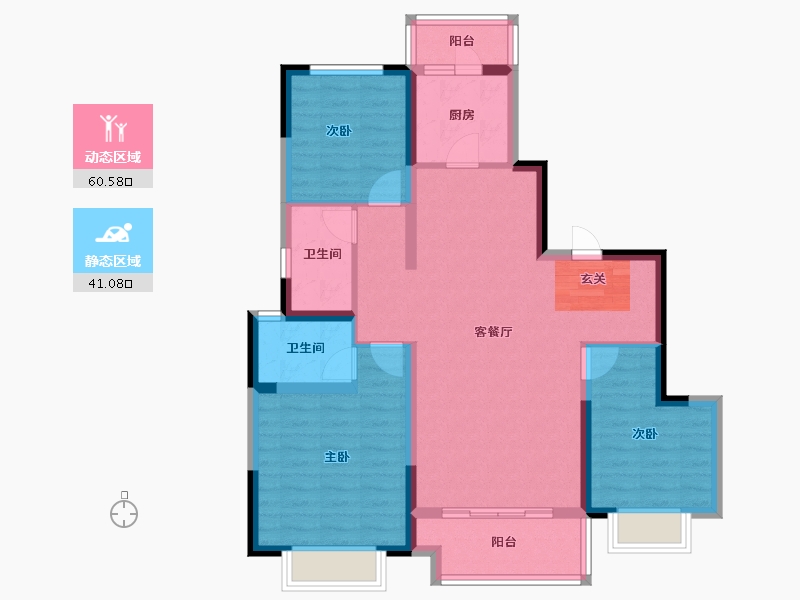 四川省-成都市-新城金樾华府-90.37-户型库-动静分区