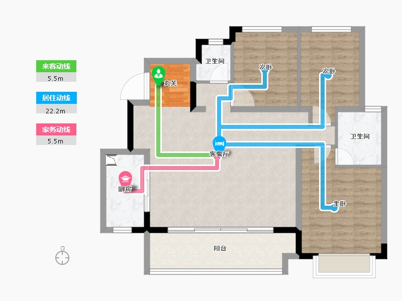 四川省-成都市-万科锦园-96.07-户型库-动静线