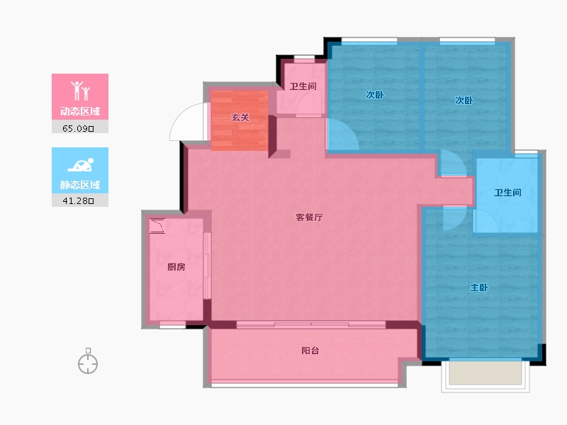 四川省-成都市-万科锦园-96.07-户型库-动静分区