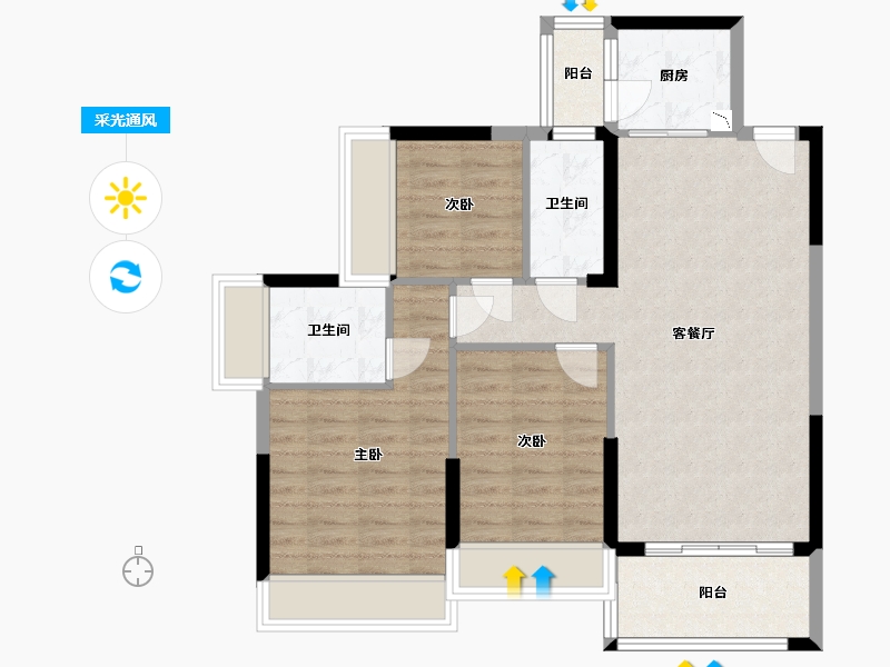 广西壮族自治区-贵港市-润月·公园里-83.43-户型库-采光通风