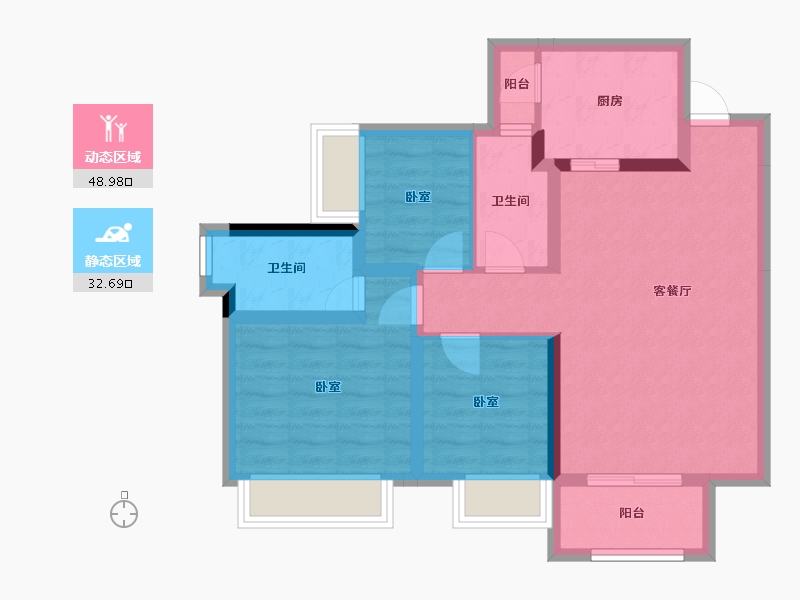 四川省-成都市-招商 中央华城-71.86-户型库-动静分区