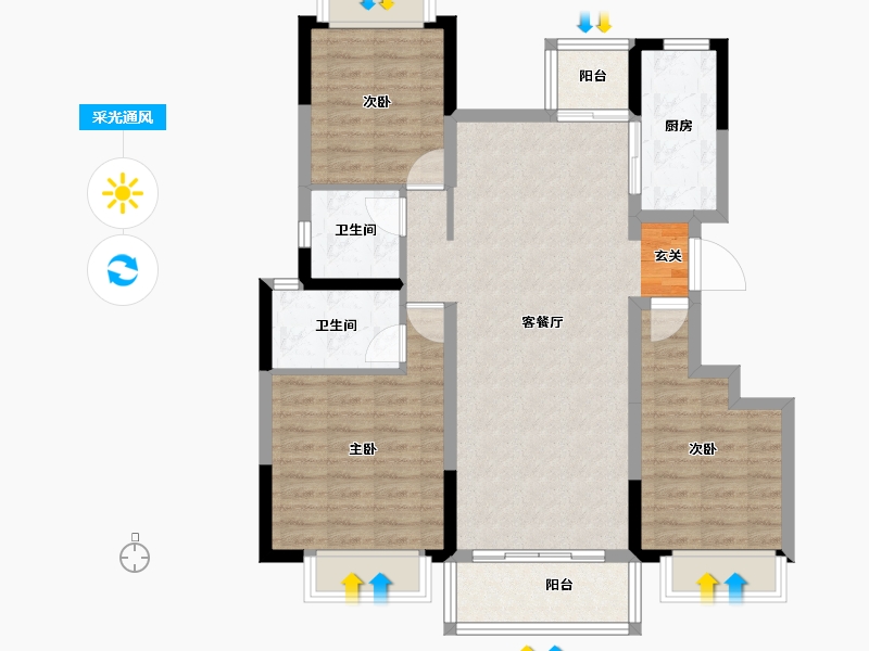 四川省-成都市-新城金樾华府-90.73-户型库-采光通风