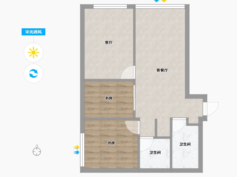 四川省-成都市-龙湖梵城-56.65-户型库-采光通风