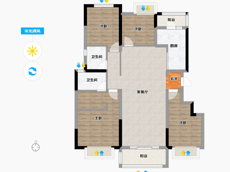 四川省-成都市-新城金樾华府-103.93-户型库-采光通风