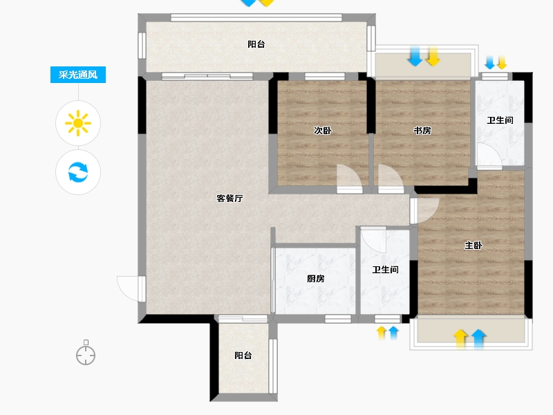 广西壮族自治区-桂林市-交投地产兴进漓江悦府-93.39-户型库-采光通风