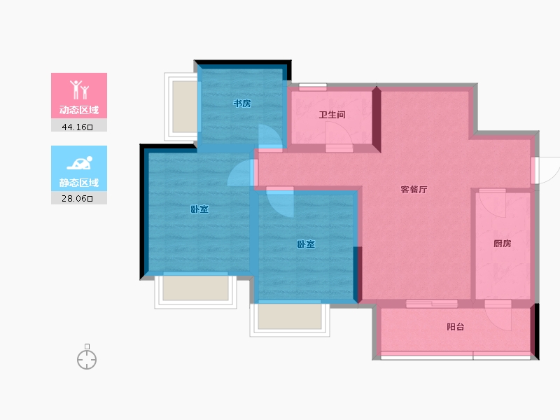 四川省-成都市-招商 中央华城-63.23-户型库-动静分区