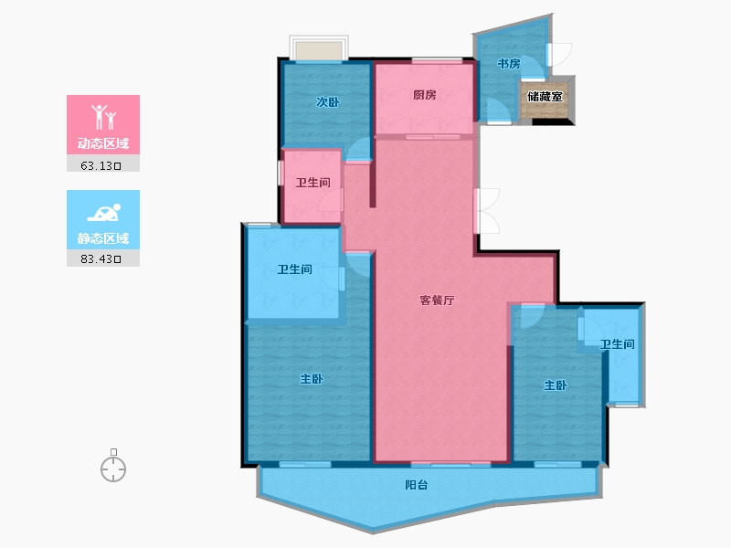 四川省-成都市-招商大魔方玺悦轩-135.28-户型库-动静分区