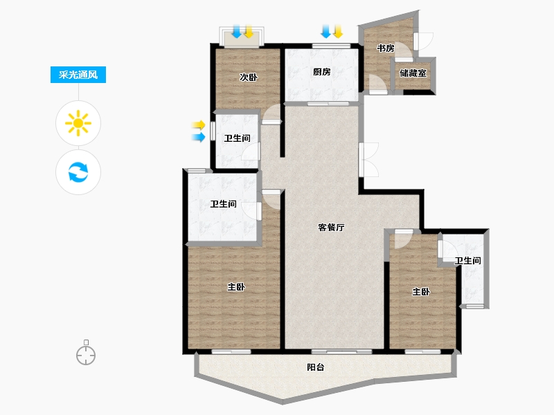 四川省-成都市-招商大魔方玺悦轩-135.28-户型库-采光通风