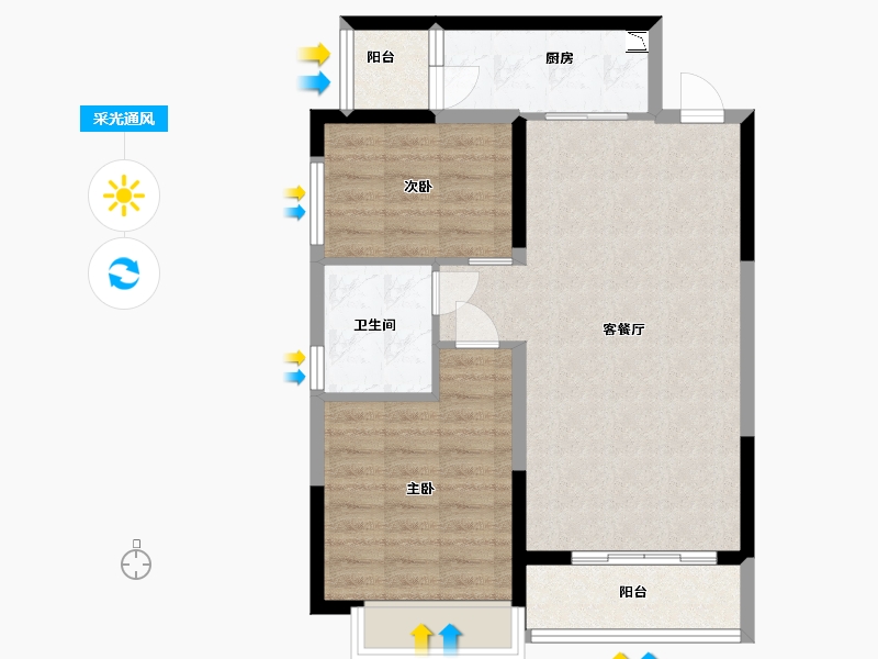 贵州省-贵阳市-贵阳恒大城-68.80-户型库-采光通风