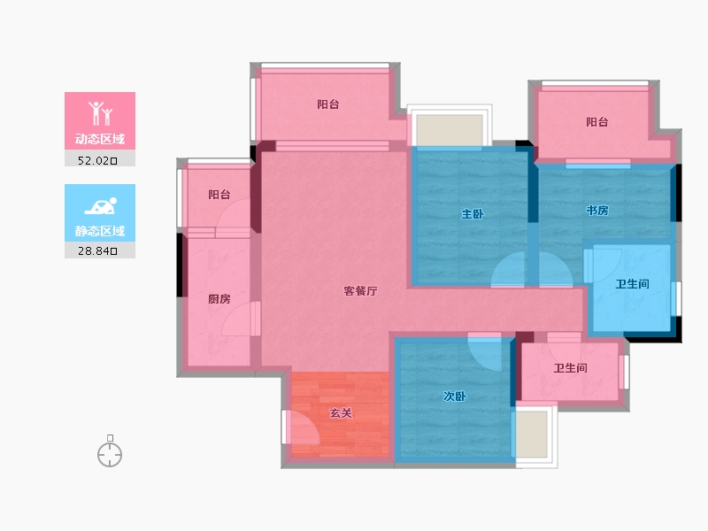 四川省-成都市-榕晟水岸丽府-70.11-户型库-动静分区