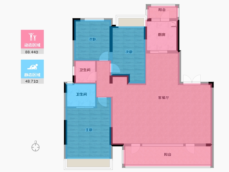 四川省-成都市-武侯金茂府-123.91-户型库-动静分区