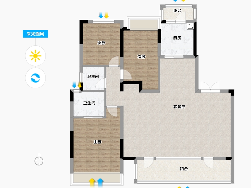 四川省-成都市-武侯金茂府-123.91-户型库-采光通风