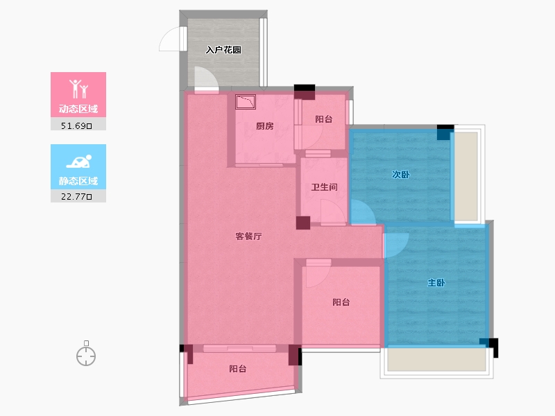 广西壮族自治区-桂林市-灵川彰泰中央城-70.22-户型库-动静分区