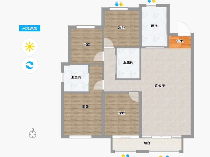 河北省-石家庄市-新兴城-95.88-户型库-采光通风