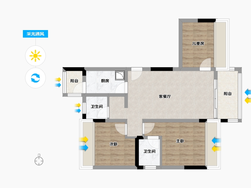 四川省-成都市-西双楠漫里-67.32-户型库-采光通风