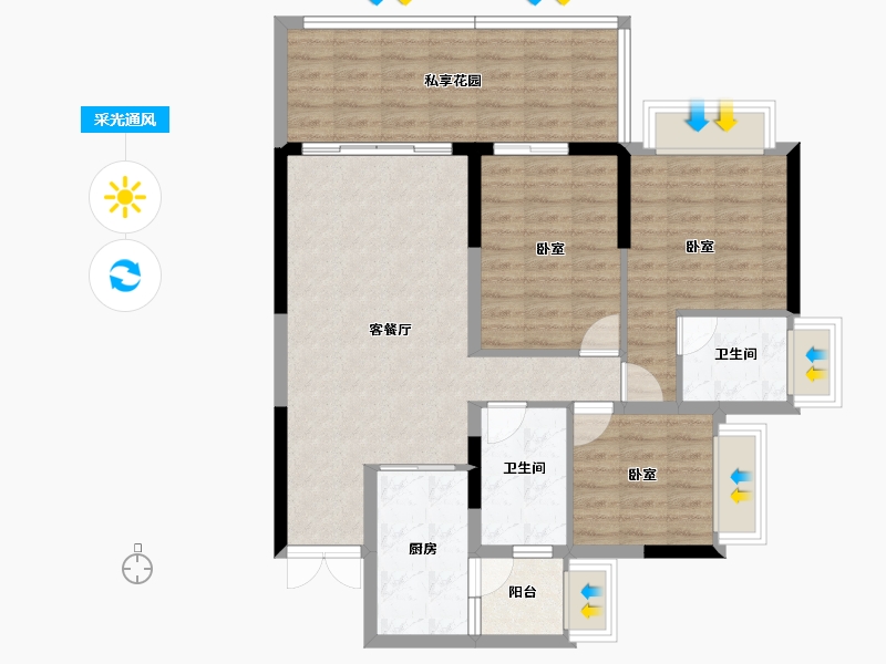 贵州省-贵阳市-益华湖湾-93.19-户型库-采光通风