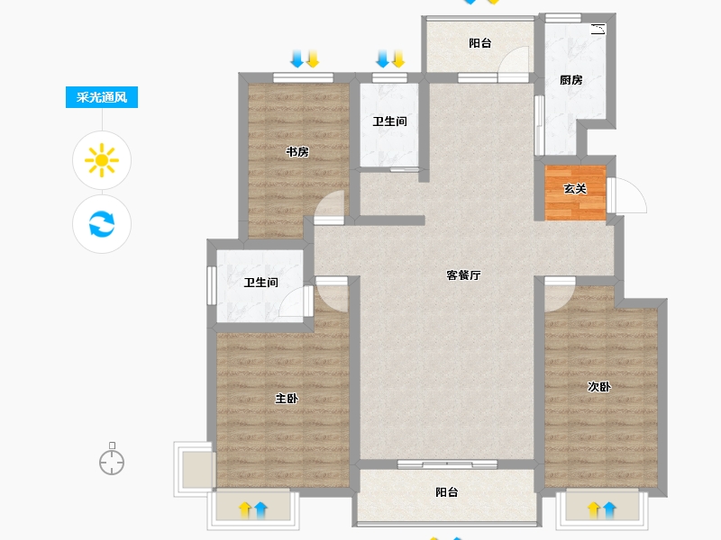 河北省-石家庄市-智慧健康城-106.93-户型库-采光通风